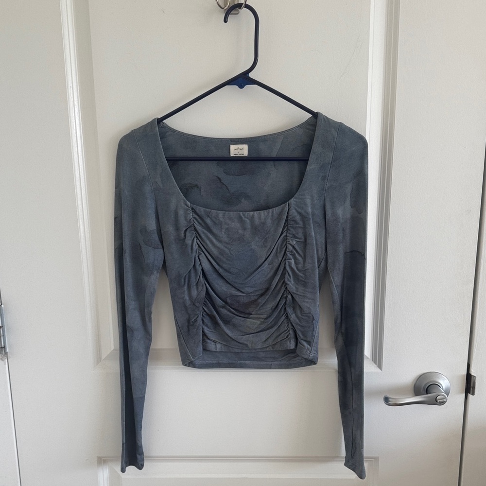 Aritzia Wilfred Granite/Blue Wilfred top / Ruched Women's Top